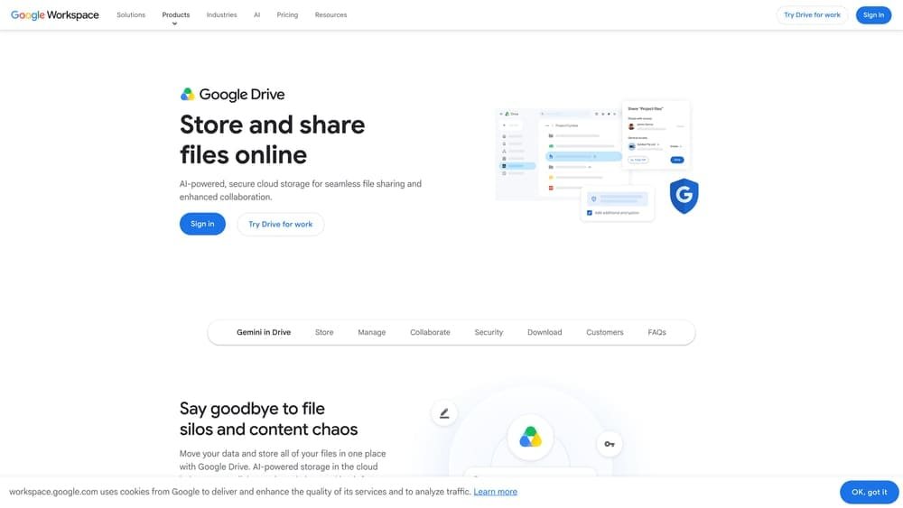 Screenshot of Google Drive website