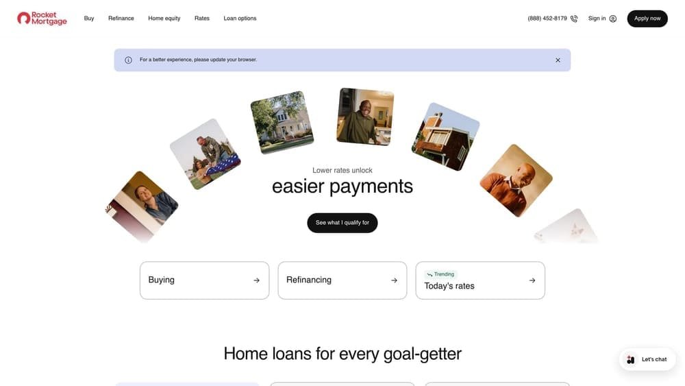 Screenshot of Rocket Mortgage website